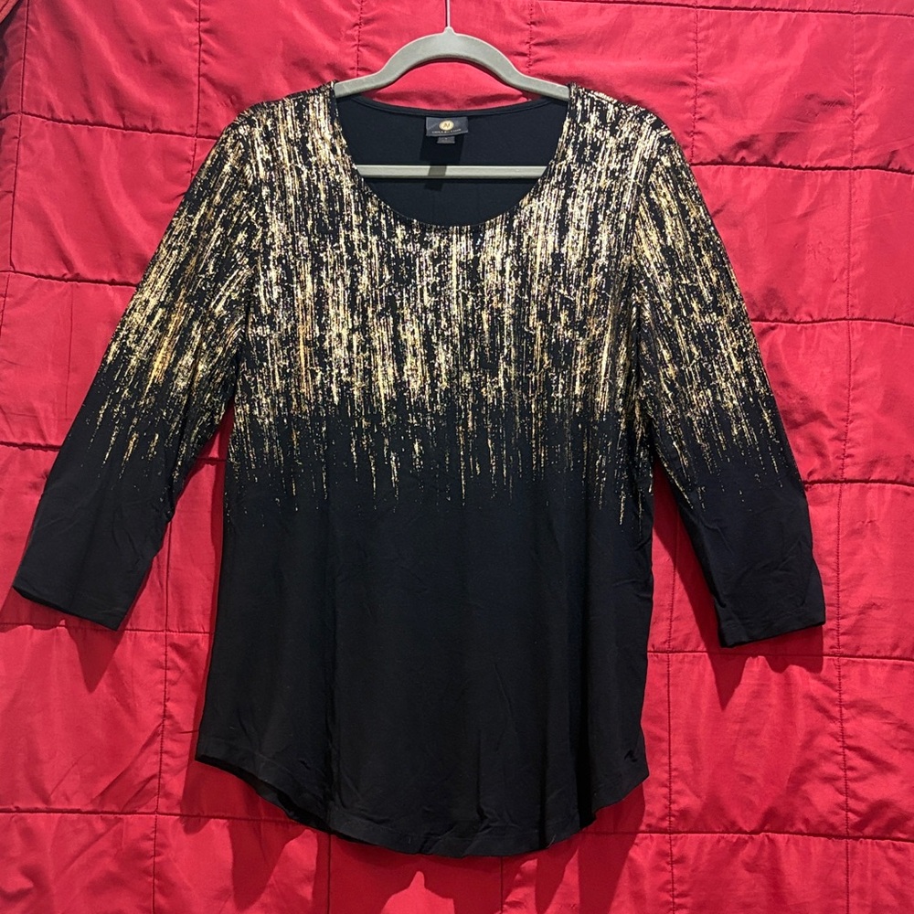 JM Collection Black and Gold Blouse